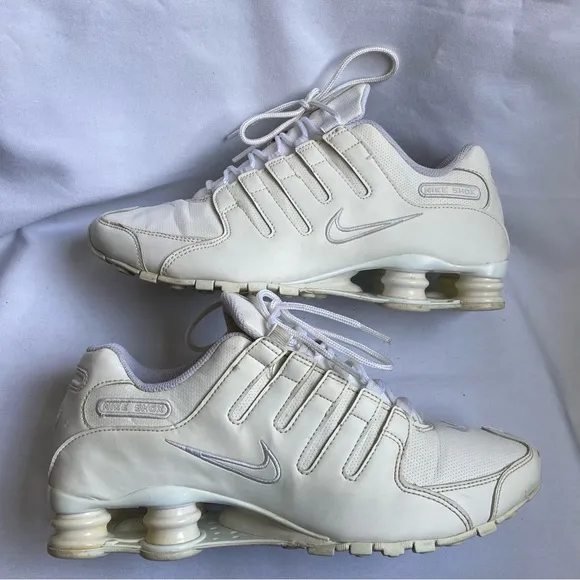 Nike Shox NZ Running Athletic White Leather Shoes 378341-128