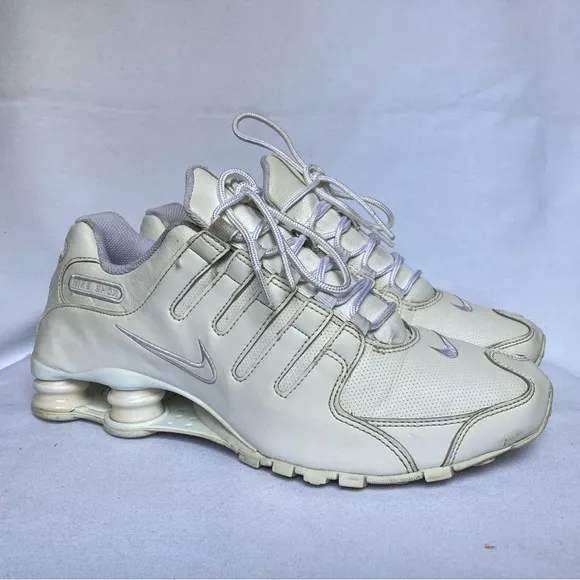Nike Shox NZ Running Athletic White Leather Shoes 378341-128