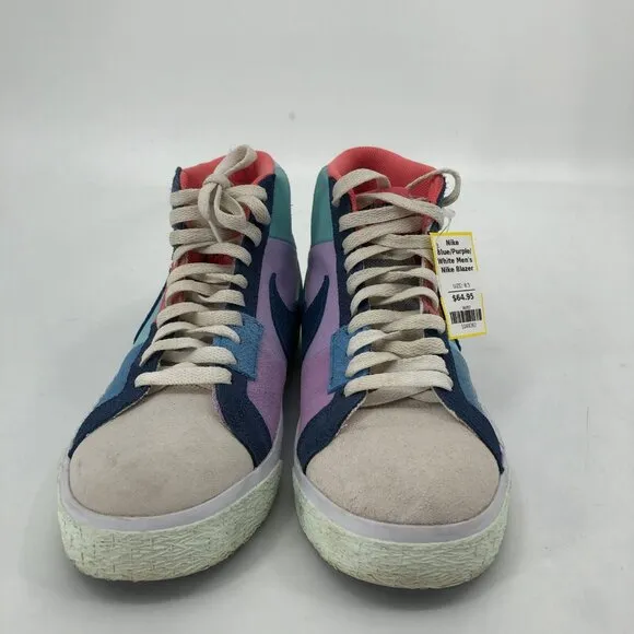 Nike White and Blue Pastel Colores Blazer Sneakers | Lace-Up Closure