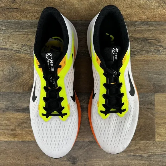 Nike Winflo 10 Sz 12 Mens White Volt Laser Orange Running Shoes