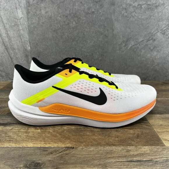 Nike Winflo 10 Sz 12 Mens White Volt Laser Orange Running Shoes
