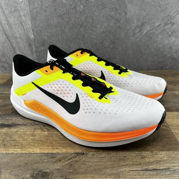 Nike Winflo 10 Sz 12 Mens White Volt Laser Orange Running Shoes
