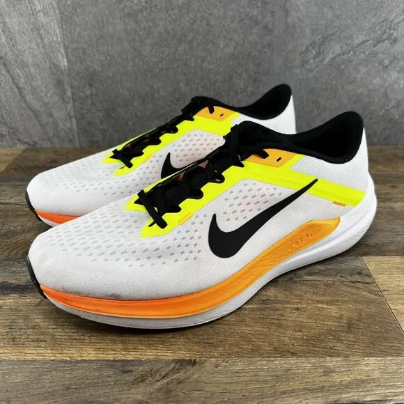 Nike Winflo 10 Sz 12 Mens White Volt Laser Orange Running Shoes