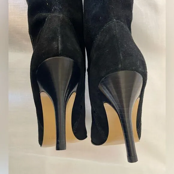 Nine West Alexis Black Suede Over the Knee Folded Boots Size 6.5
