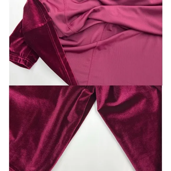 Norm Thompson Deep Burgundy Wine Red 3/4 Sleeve Velvet Long Dress