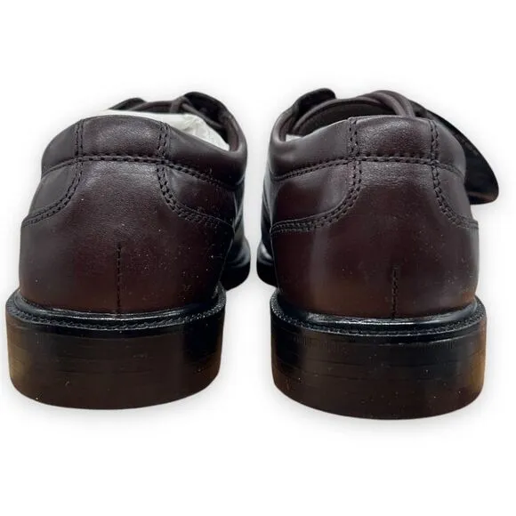 Nunn Bush Shoes Mens 8 Brown Plain Toe Oxford Leather Comfort Gel Work Walking‎