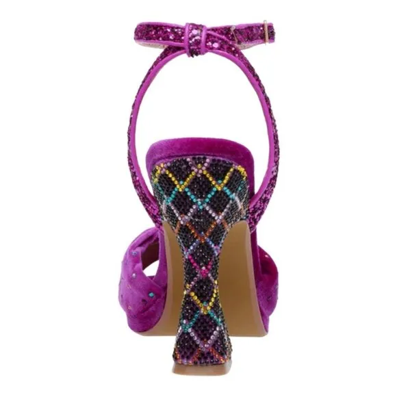 NWOB Betsey Johnson Alianna Magenta Velvet Rhinestone Heels