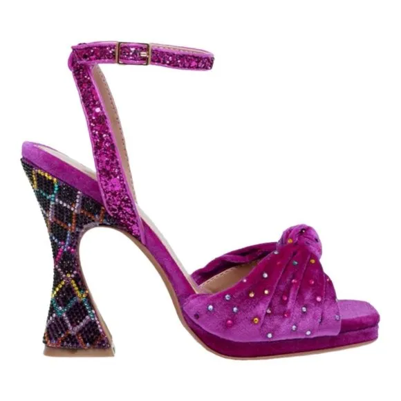NWOB Betsey Johnson Alianna Magenta Velvet Rhinestone Heels