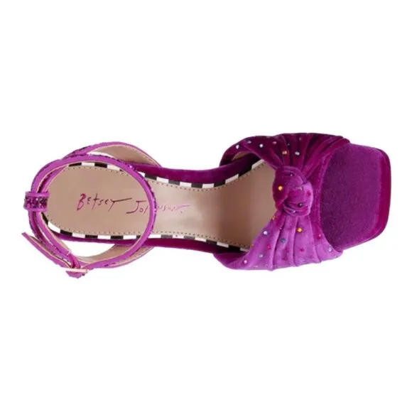 NWOB Betsey Johnson Alianna Magenta Velvet Rhinestone Heels