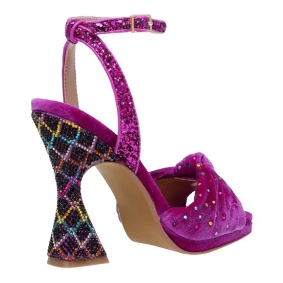 NWOB Betsey Johnson Alianna Magenta Velvet Rhinestone Heels