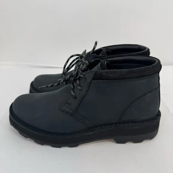 NWOB Clarks Corston DB Waterproof Men's Size 7.5M Black Leather Boots