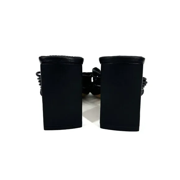 NWOB Jonathan Simkhai Audra Macrame Heeled Square Toe Sandals Black 37 US 7