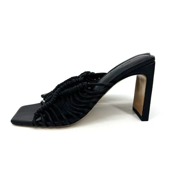 NWOB Jonathan Simkhai Audra Macrame Heeled Square Toe Sandals Black 37 US 7