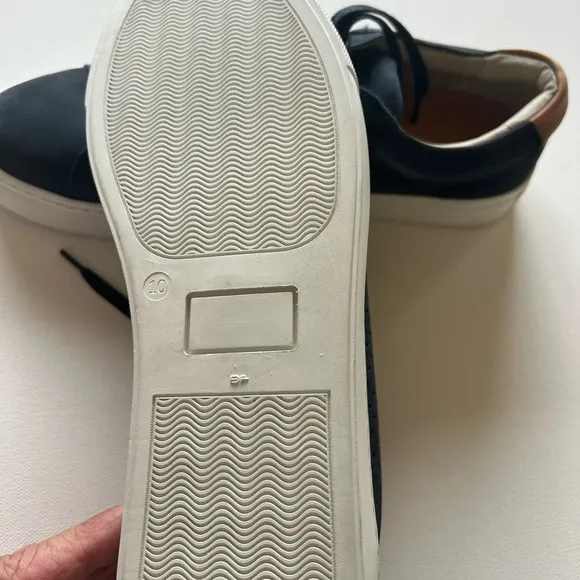 NWOB Supply Lab Damian Navy Blue Leather Casual Sneaker Shoes Men's Size 10