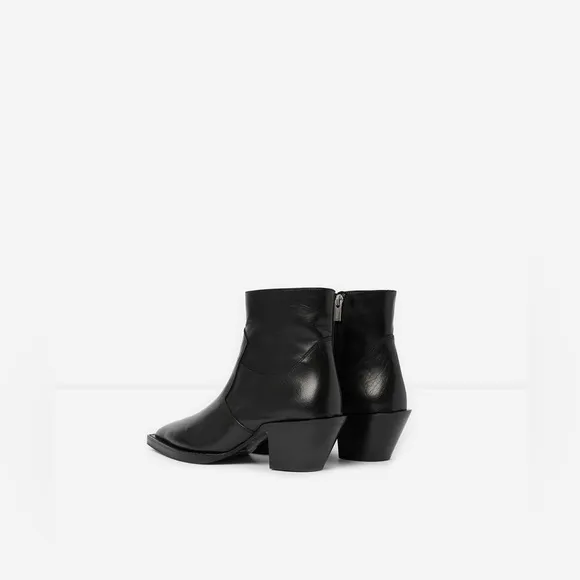 NWOB The Kooples Western Style Black Leather Ankle Boots, size EU 40, US 8.5