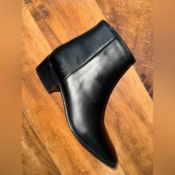 NWOB The Kooples Western Style Black Leather Ankle Boots, size EU 40, US 8.5