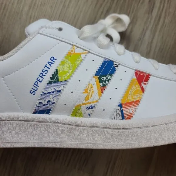 NWOB Adidas Superstar Multicolor Sneakers size men 8.5 women 9.5