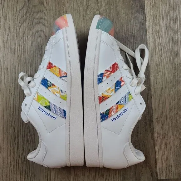 NWOB Adidas Superstar Multicolor Sneakers size men 8.5 women 9.5