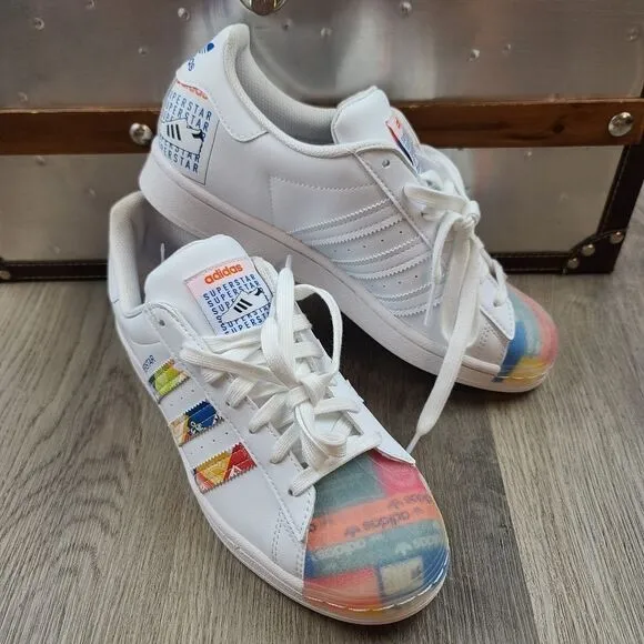 NWOB Adidas Superstar Multicolor Sneakers size men 8.5 women 9.5