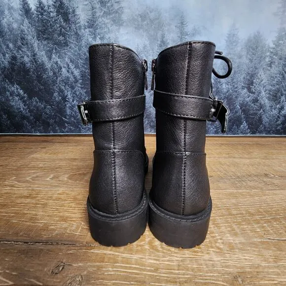 NWOT Jessica Simpson Karia Rhinestone Leather Combat Boots | Women's 8M