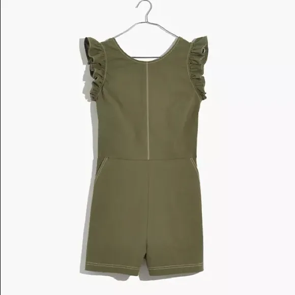 NWOT Madewell Top-Stitched Ruffle Romper