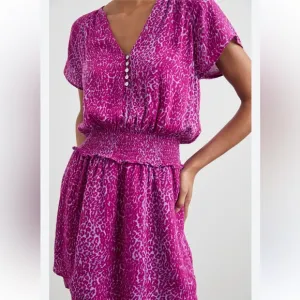 NWOT RAILS Karla Leopard Print Mini Dress in Magenta Cheetah