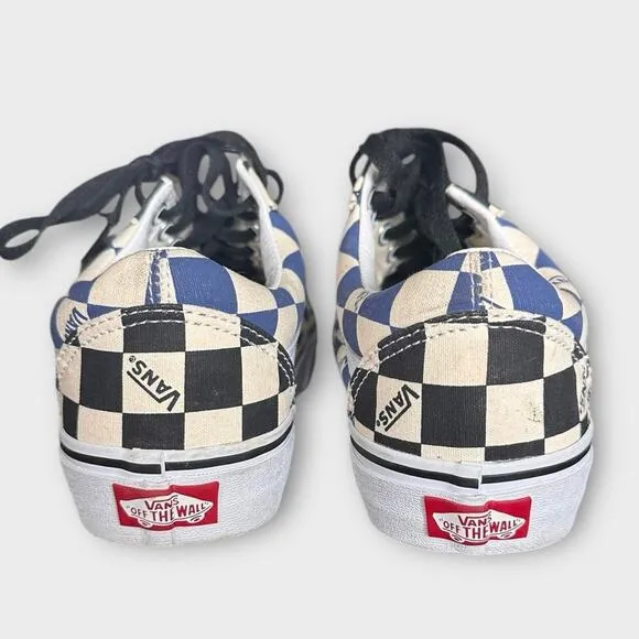 NWOT VANS OLD SCHOOL BIG CHECKERED SHOES Blue Black Cream WOMENS 8 MENS 6.5