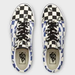NWOT VANS OLD SCHOOL BIG CHECKERED SHOES Blue Black Cream WOMENS 8 MENS 6.5