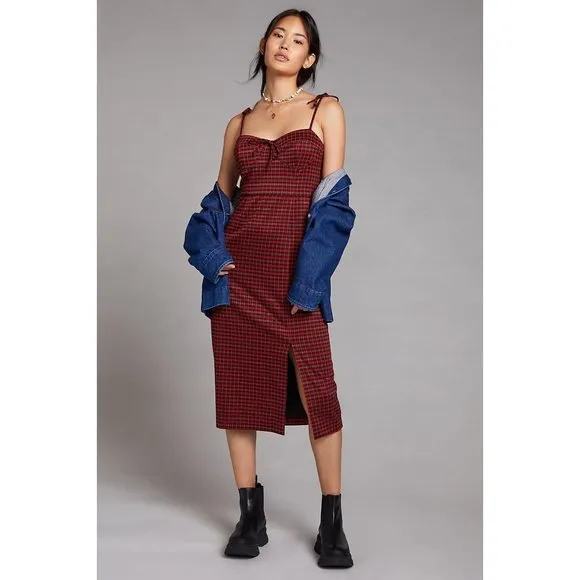 NWT Anthropologie Hutch Plaid Midi Dress S
