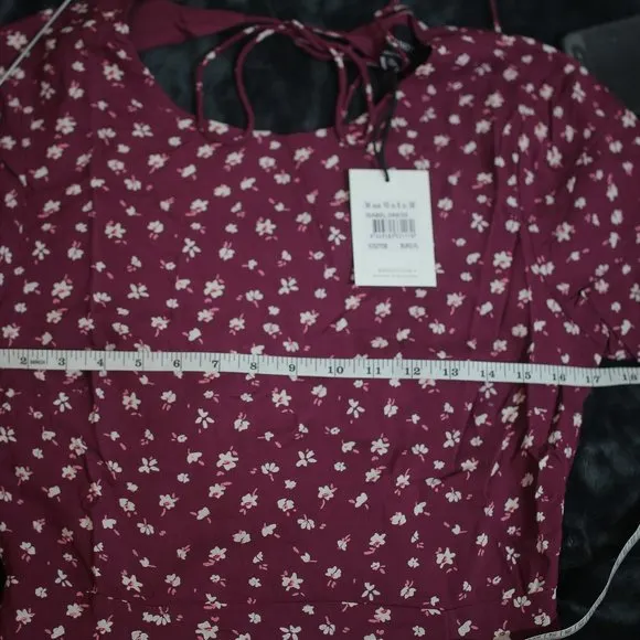 NWT Bardot &amp; Revolve Burgundy Floral Open Back Midi Dress.