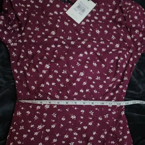 NWT Bardot &amp; Revolve Burgundy Floral Open Back Midi Dress.