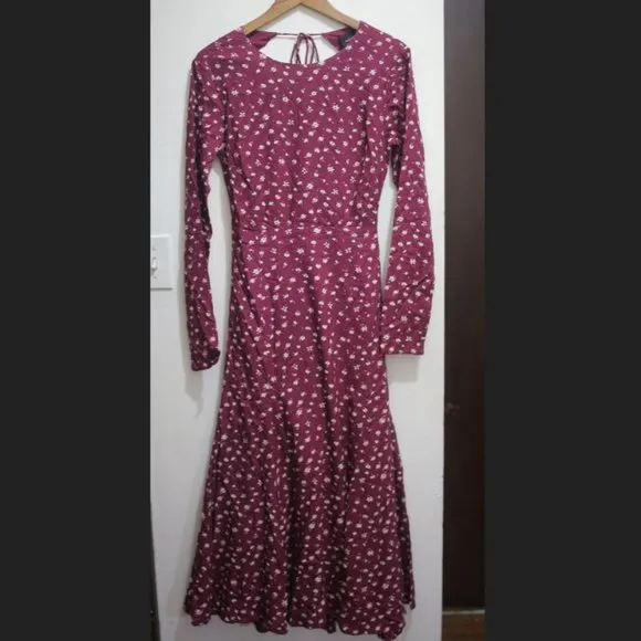 NWT Bardot &amp; Revolve Burgundy Floral Open Back Midi Dress.