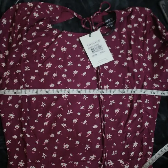 NWT Bardot &amp; Revolve Burgundy Floral Open Back Midi Dress.