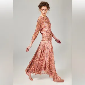 NWT EWYASOULS MALIBU CHRISTY - DUSTY CRAZY KLIMT - chiffon m/l dress $430
