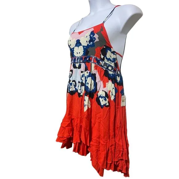 NWT Free People Intimately Cherry Kiss combo red and blue dress - small