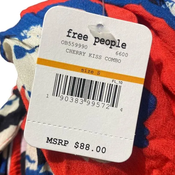 NWT Free People Intimately Cherry Kiss combo red and blue dress - small