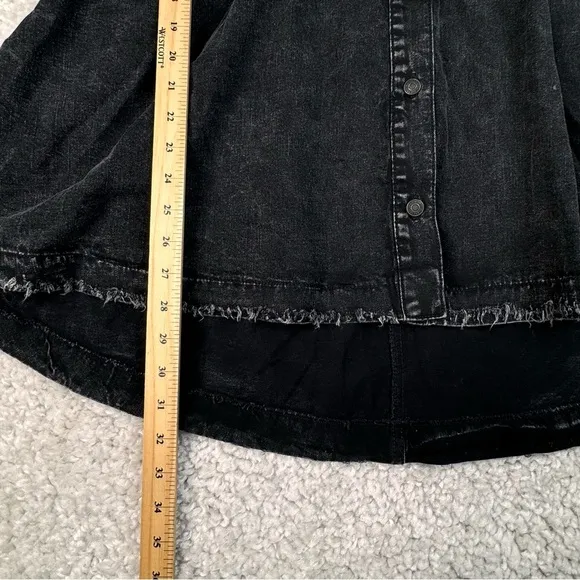 NWT Free People We The Free Hannah Denim Mini Dress Black Oversize Size XS
