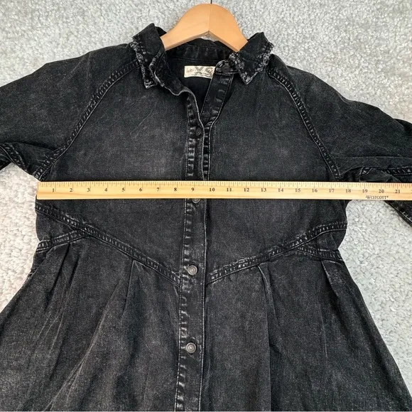 NWT Free People We The Free Hannah Denim Mini Dress Black Oversize Size XS