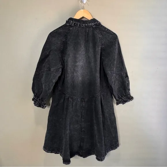 NWT Free People We The Free Hannah Denim Mini Dress Black Oversize Size XS