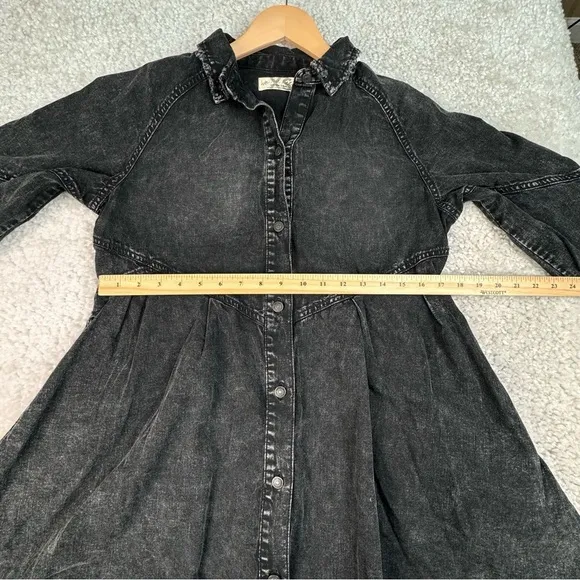 NWT Free People We The Free Hannah Denim Mini Dress Black Oversize Size XS