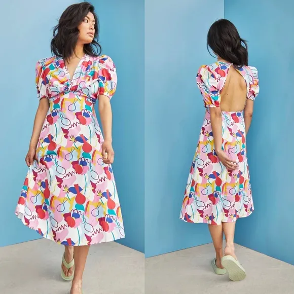 NWT Glamorous Care x Free People Multicolor Abstract Midi Dress