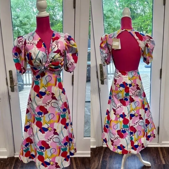 NWT Glamorous Care x Free People Multicolor Abstract Midi Dress