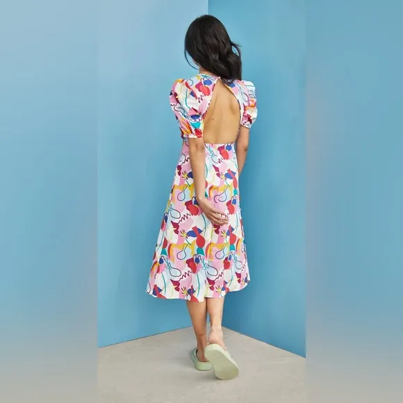 NWT Glamorous Care x Free People Multicolor Abstract Midi Dress