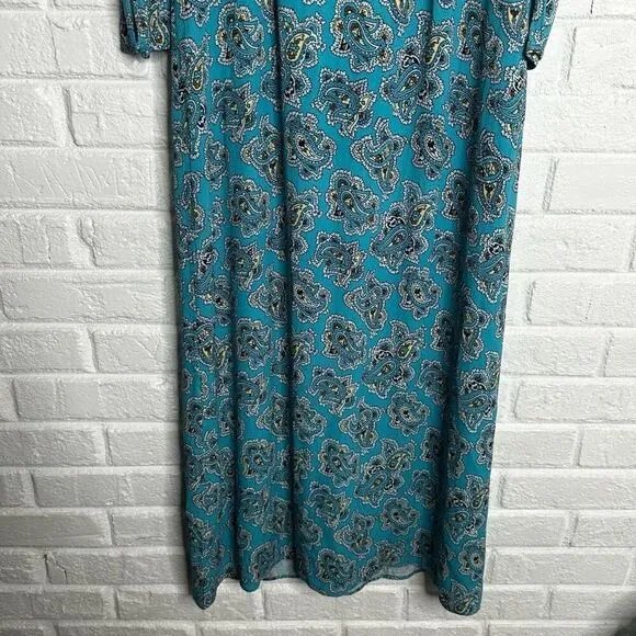 NWT J Crew Drapey Puff Sleeve Midi Dress in Paisley Bunch Blue size 2