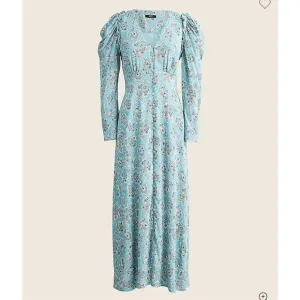 NWT J Crew Drapey Puff Sleeve Midi Dress in Paisley Bunch Blue size 2