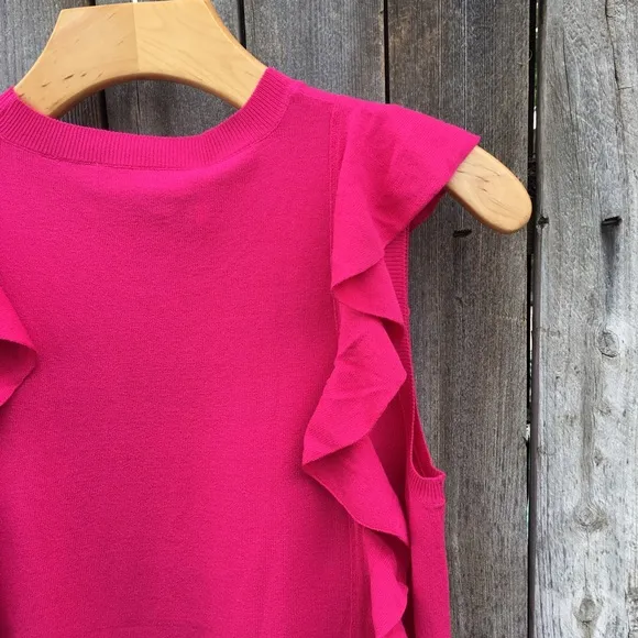 NWT Love Moschino Vestito Ruffle Knit Dress Pink 6