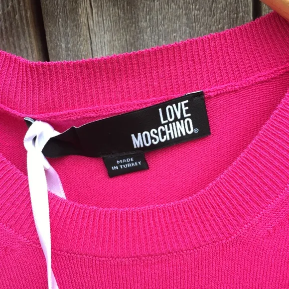 NWT Love Moschino Vestito Ruffle Knit Dress Pink 6