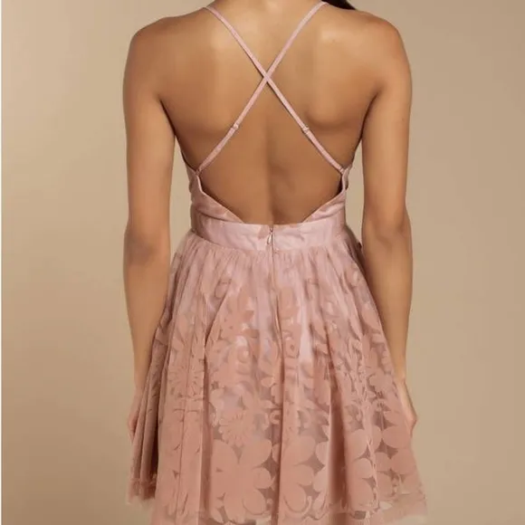 NWT Luxxel Mini Halle Dress With Velvet Floral Detail