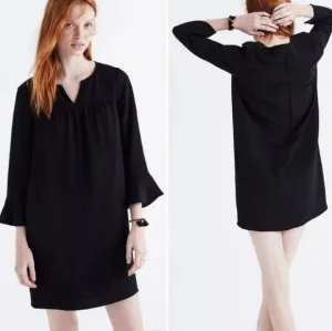 NWT Madewell Starland Black Bell Sleeve Dress M