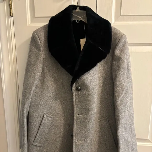 NWT Men's Anderson-Little Heavy Winter Grey &amp; Black Winter Coat Size 42L